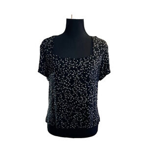 Ronni Nicole by Ouida Women’s Short Sleeve Top Size L Party Shiny Sequin Chic